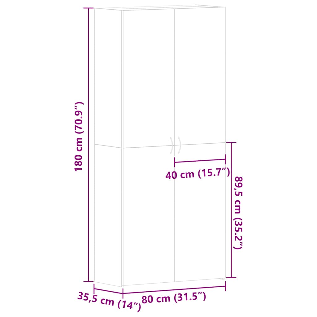 Shoe Cabinet Multicolour 80 x 35.5 x 180 cm Engineered wood