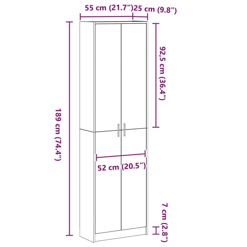 Wardrobe Old Wood 55 x 25 x 189 cm Engineered Wood
