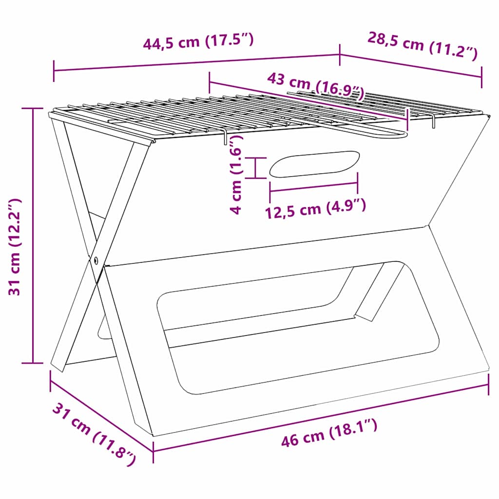 Outdoor Grill 46 x 31 x 31 cm Steel Black