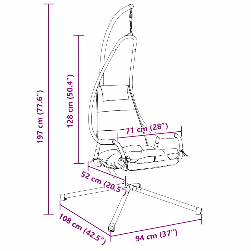 Hanging Egg Chair Steel 94 x 107 x 196.5 cm Taupe
