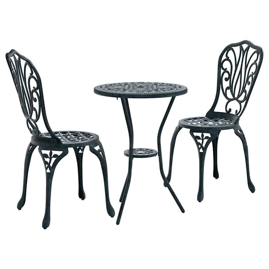 Garden Bistro Set 3 pcs Green Aluminium