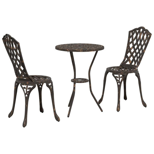 Garden Bistro Set 3 pcs Bronze Aluminium