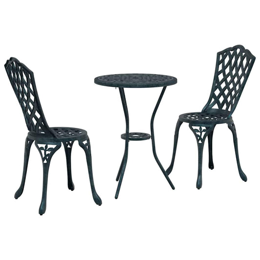 Garden Bistro Set 3 pcs Green Aluminium