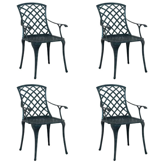 Garden Chair 4 pcs Green Aluminium