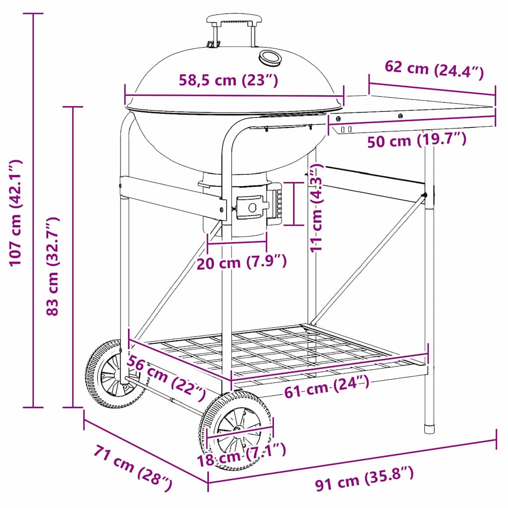 Outdoor Grill 91 x 71 x 107 cm Metal Black
