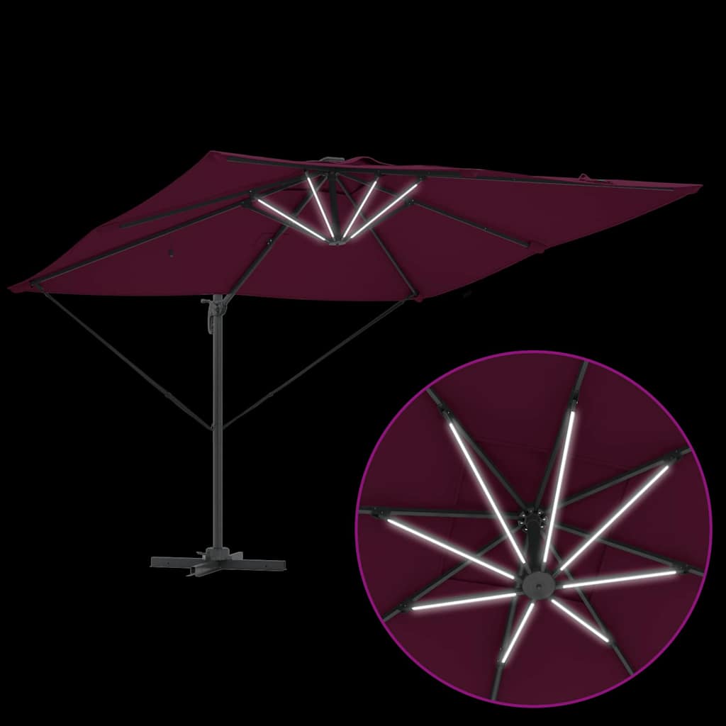 Umbrella with LED Strip Lights Bordeaux Red 286 x 284 x 270 cm