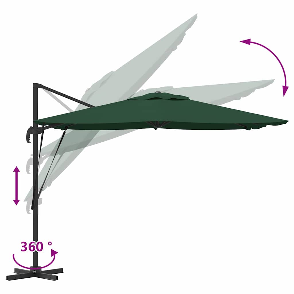Roma Parasol Green 286 x 284 x 265 cm Aluminium and Polyester