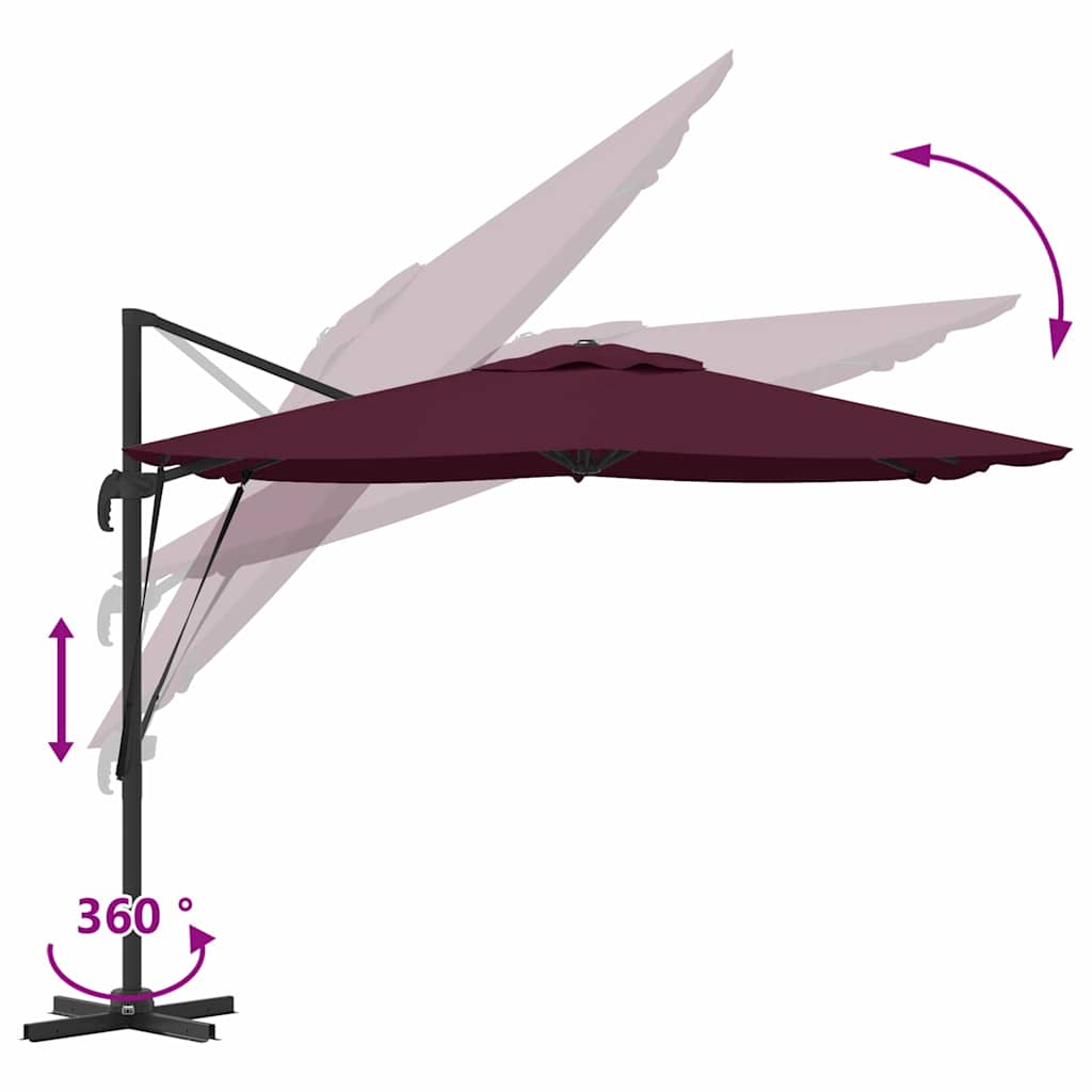 Roma Parasol Red 286 x 284 x 265 cm Aluminium and Polyester