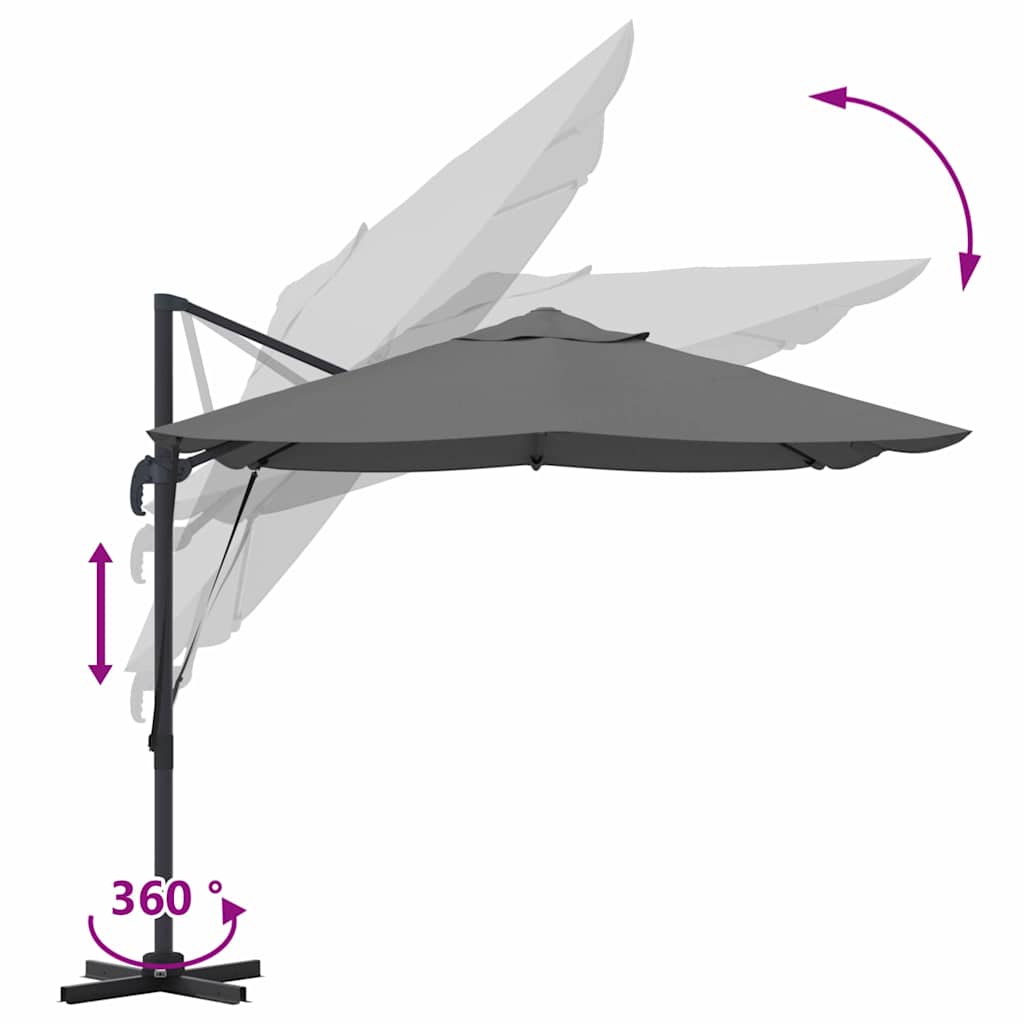 Umbrella 351 x 250 x 260 cm Polyester and Aluminium Anthracite