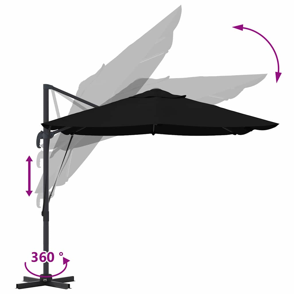 Umbrella 351 x 250 x 260 cm Polyester and Aluminium Black
