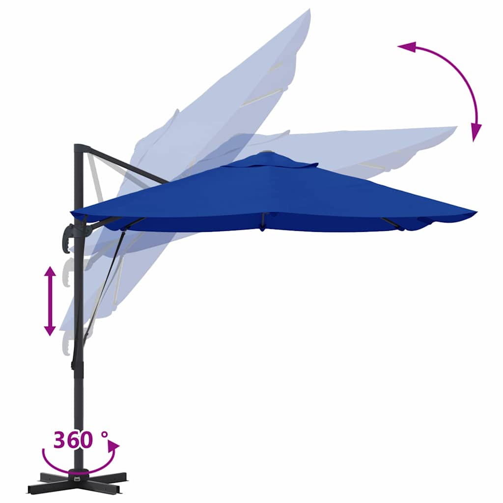 Umbrella 351 x 250 x 260 cm Polyester and Aluminium Azurblau