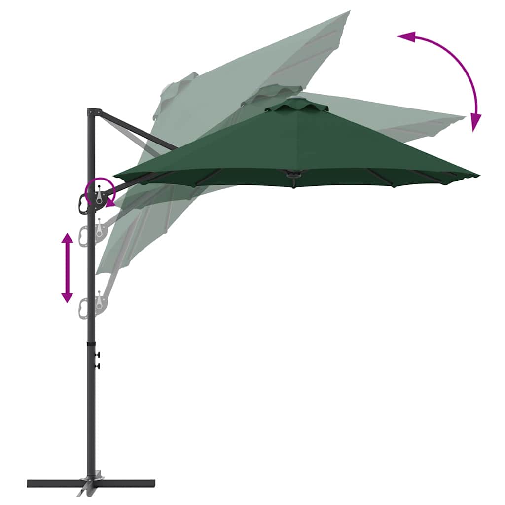 Umbrella Green 372 x 198 x 243 cm Polyester and Aluminium