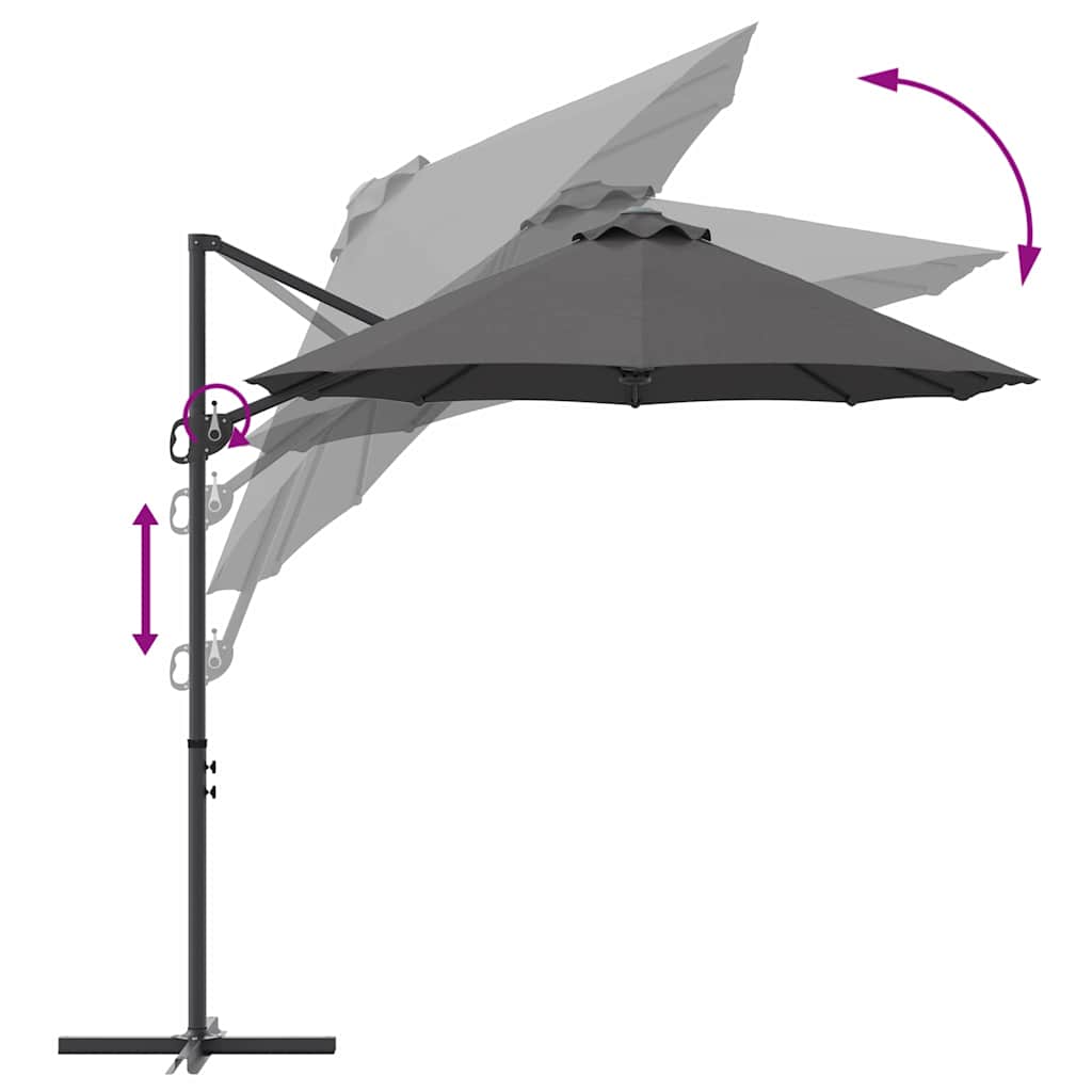 Umbrella Anthracite 372 x 198 x 243 cm Polyester and Aluminium