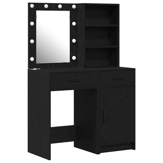 Dressing Table Set 2 pcs Black Oak Engineered Wood