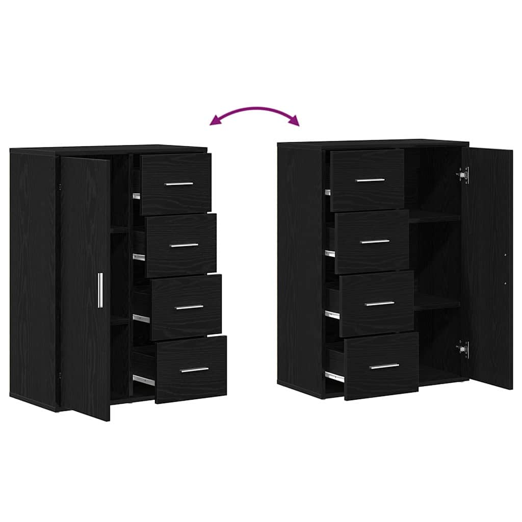 Sideboard 2 pcs Black Oak 60 x 31 x 84 cm Engineered Wood