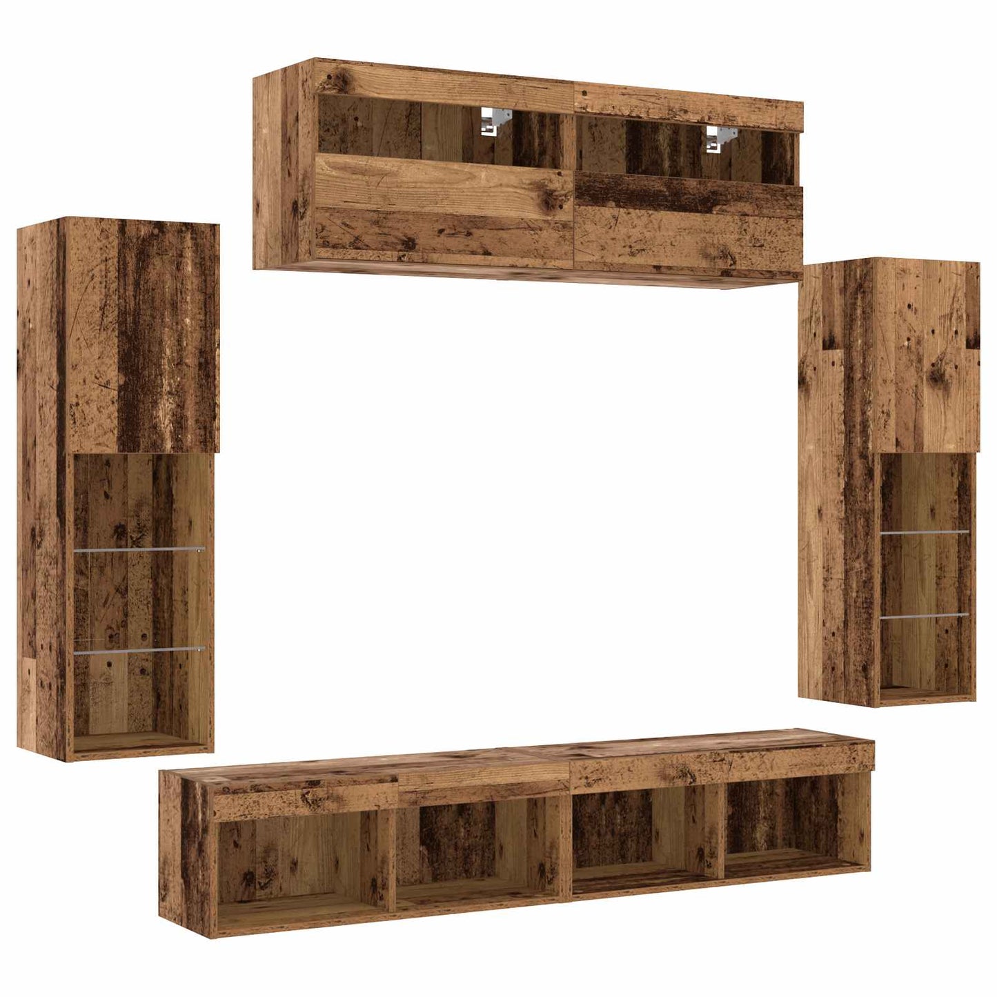 TV Cabinet Set 6 pcs Old wood Engineered wood