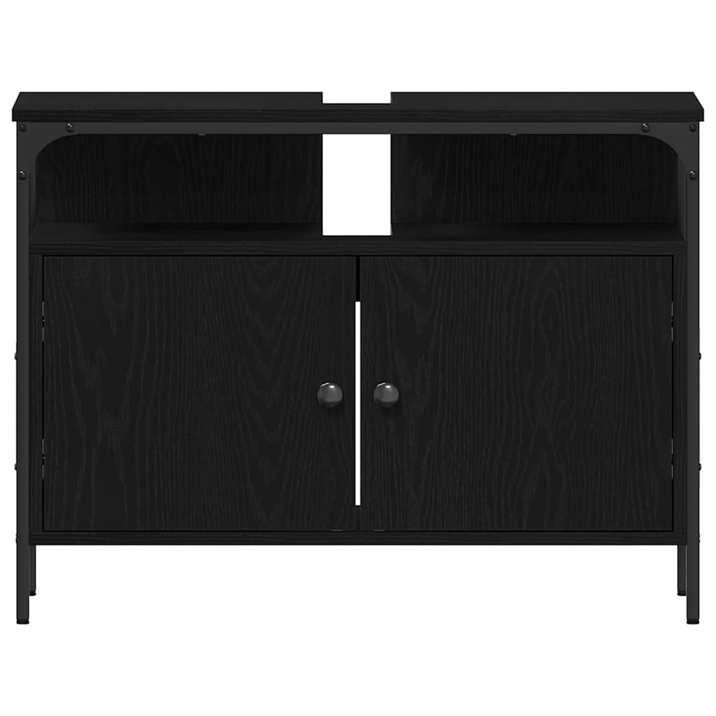 Bathroom Furniture Set 4 pcs Black Oak Engineered Wood