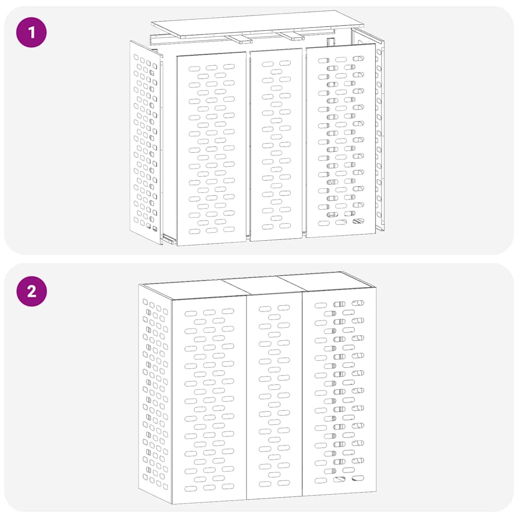 Air Conditioner Cover White 110 x 50 x 105 cm Galvanised Steel