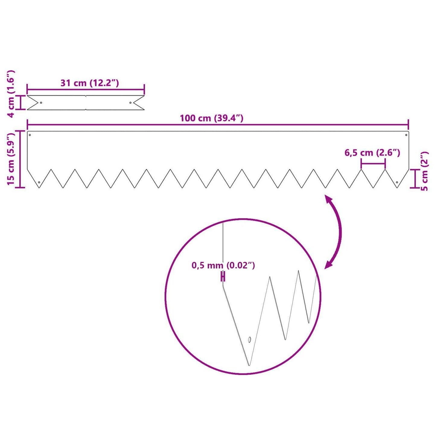 Lawn Edging 10 pcs 100 x 0.05 x 15 cm Cold Rolled Steel White