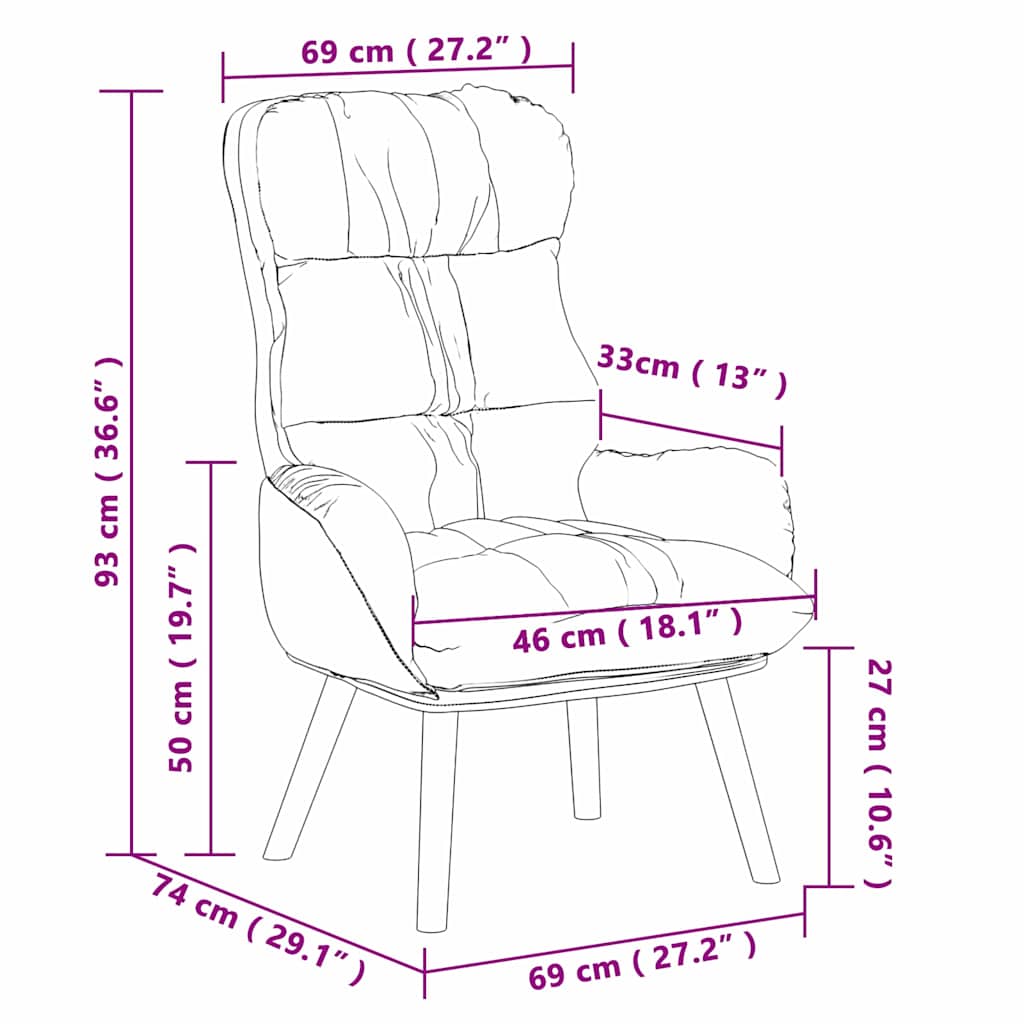 Relaxing Chair White 69 x 74 x 93 cm Faux leather