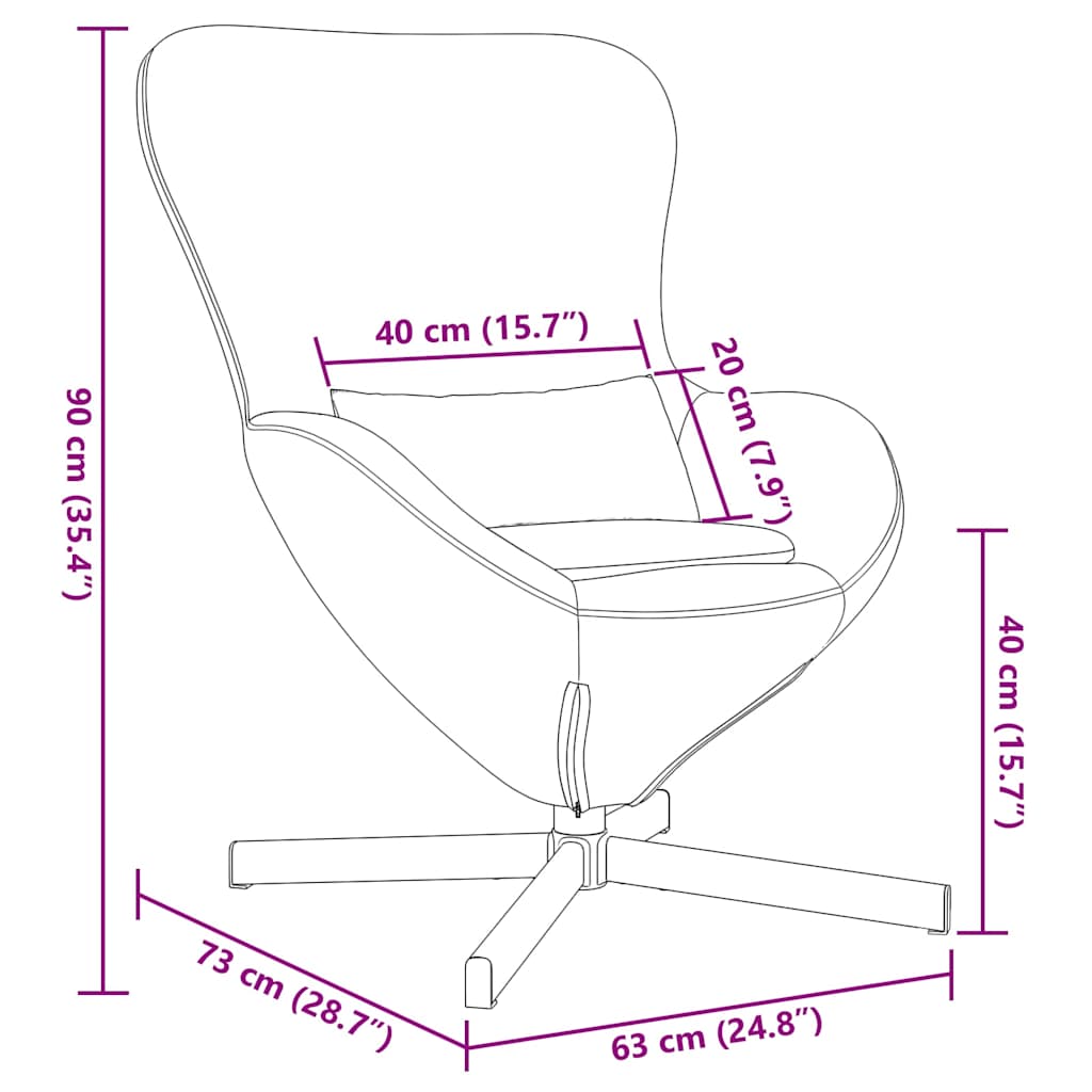 Egg Chair Cream 63 x 73 x 90 cm Curly Wool-like Fabric