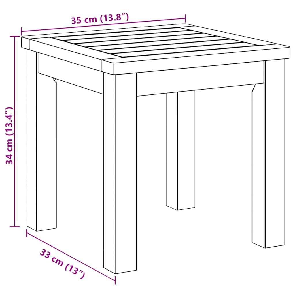 Side Table Oil Natural 35 x 35 x 34 cm Solid Acacia Wood