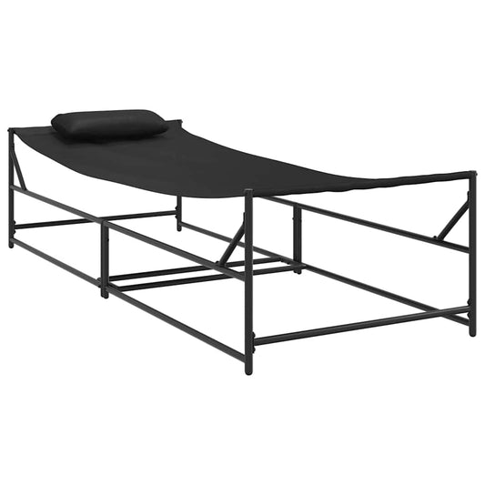 Garden Sunbed 2 pcs Black Powder-Coated Steel