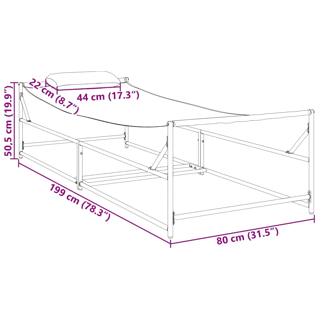 Garden Sunbed 2 pcs Black Powder-Coated Steel