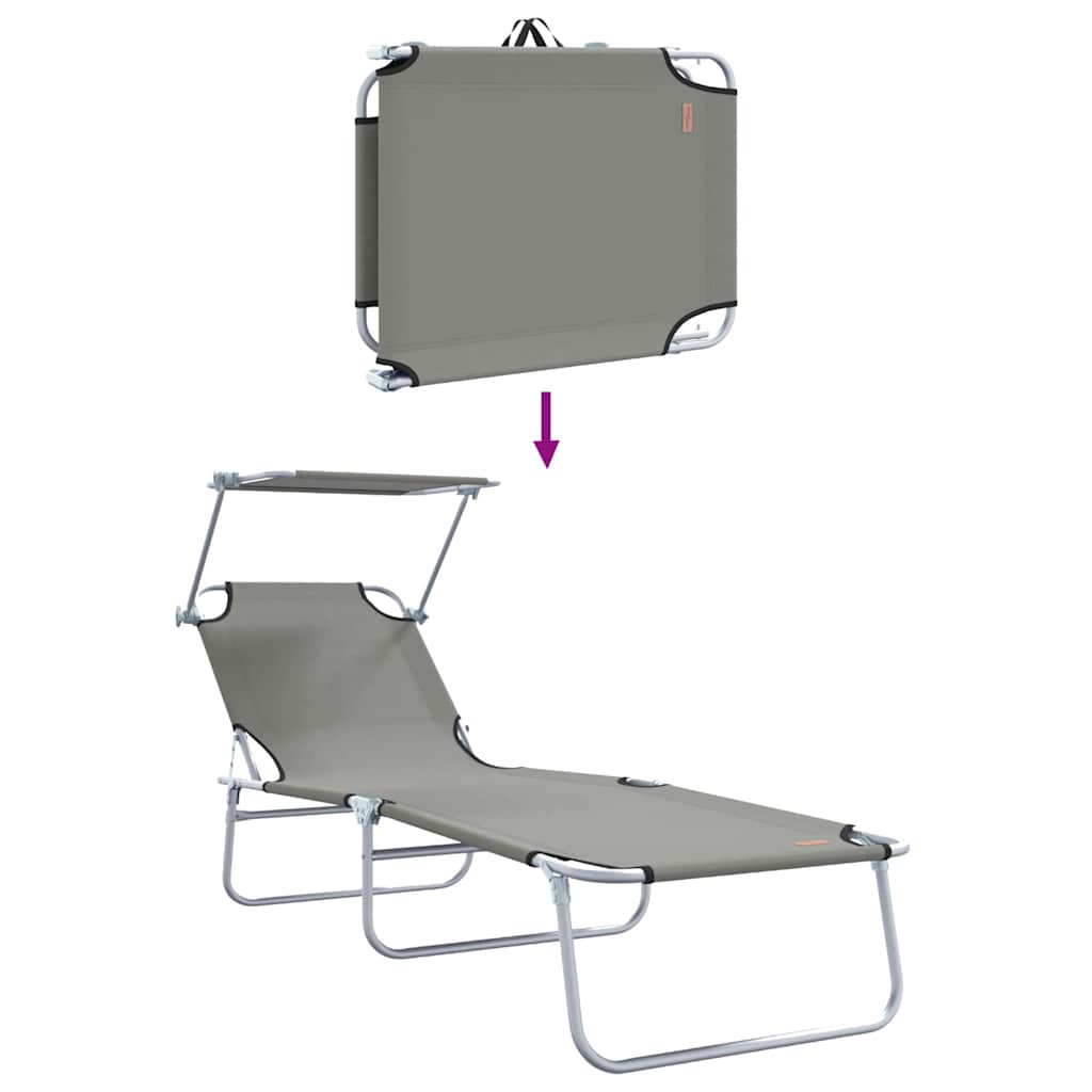 Sun Lounger 2 pcs Polyester Grey