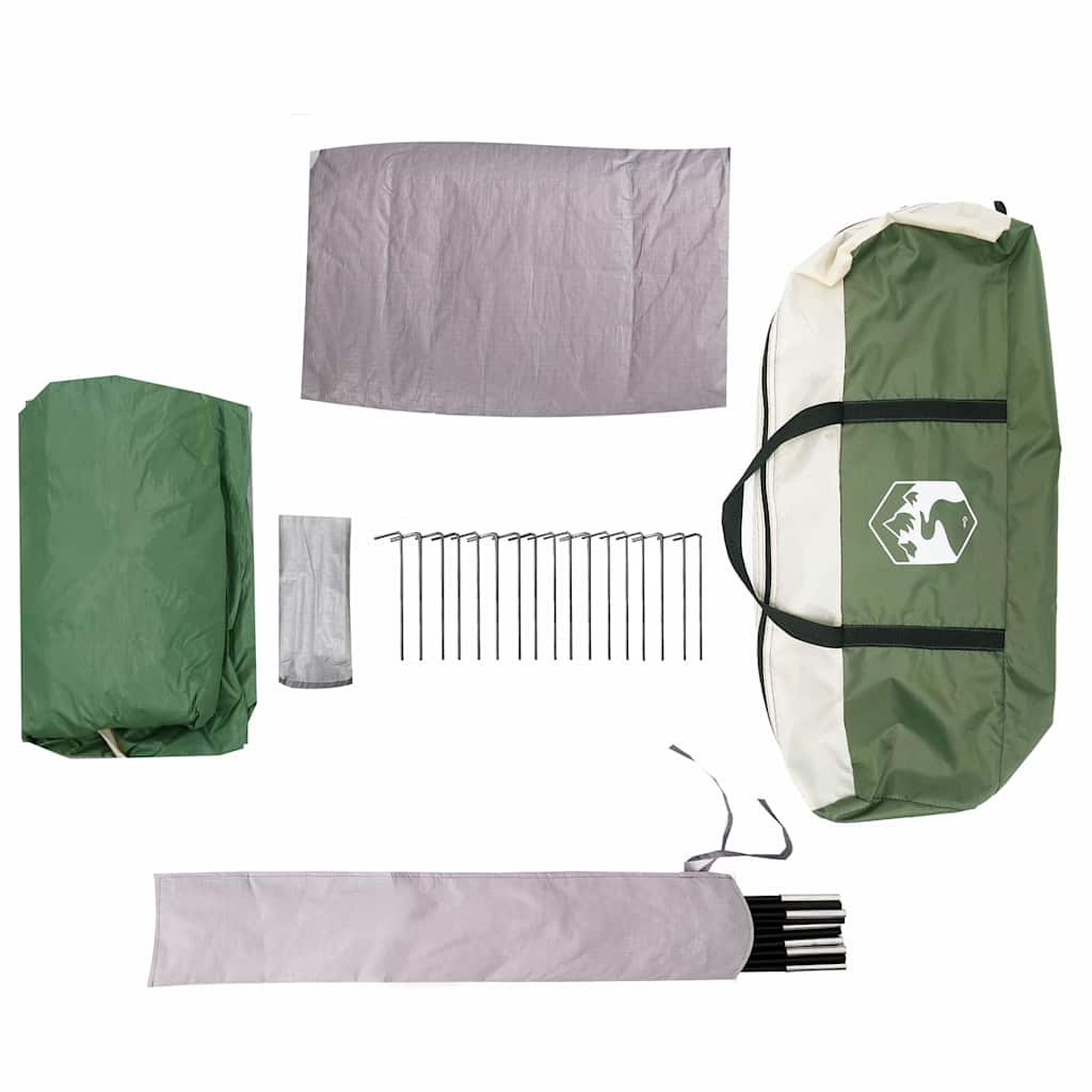 Cabin Tent 5-Person Green and White 333 x 317 x 194 cm