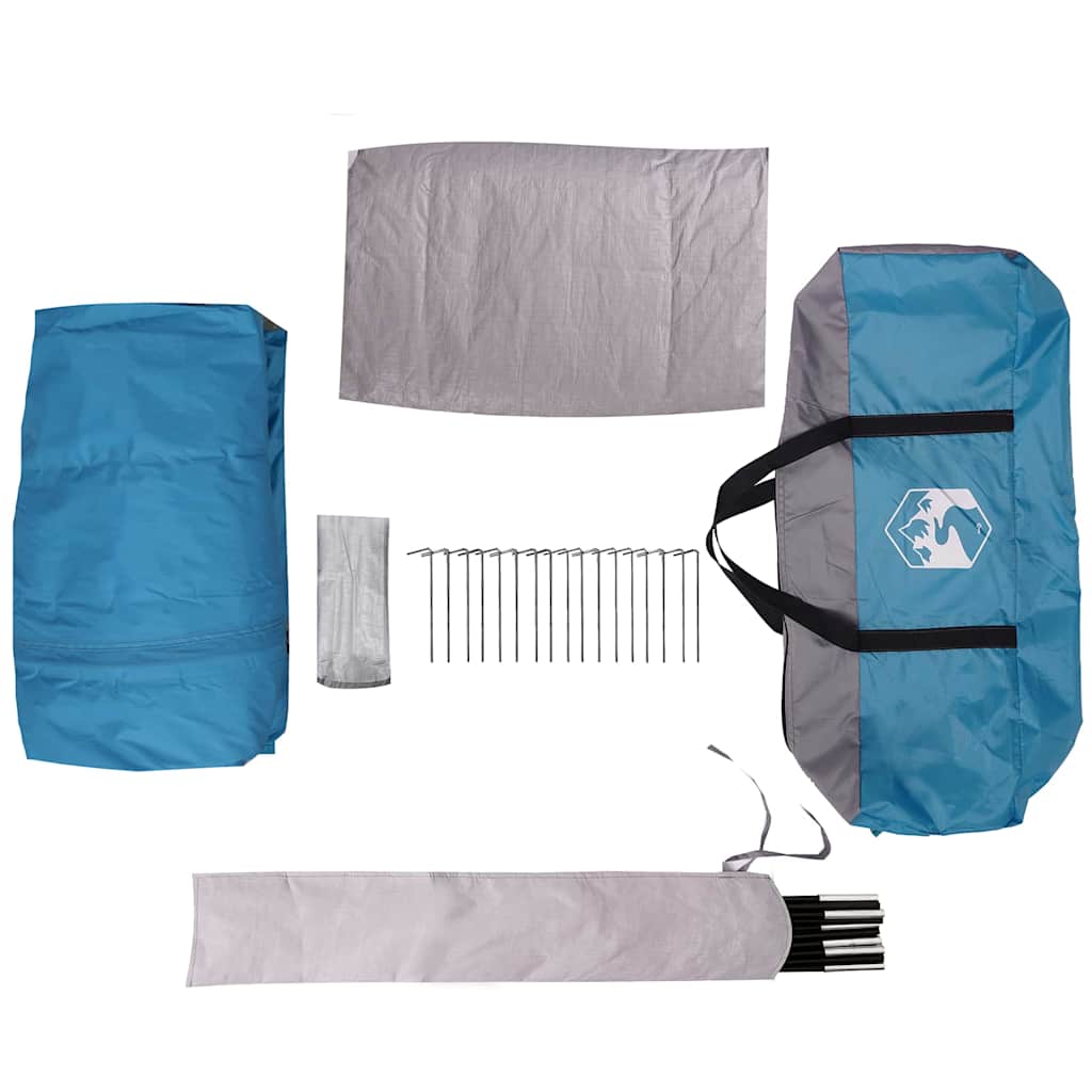 Cabin Tent 5-Person with Roof Blue and Grey 333 x 317 x 194 cm