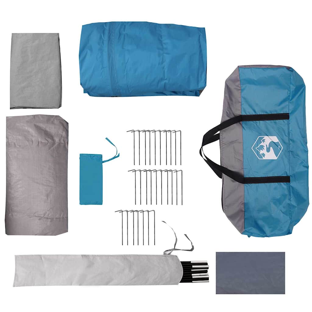 Tunnel Tent 4-Person with Roof Blue and Grey 740 x 370 x 220 cm