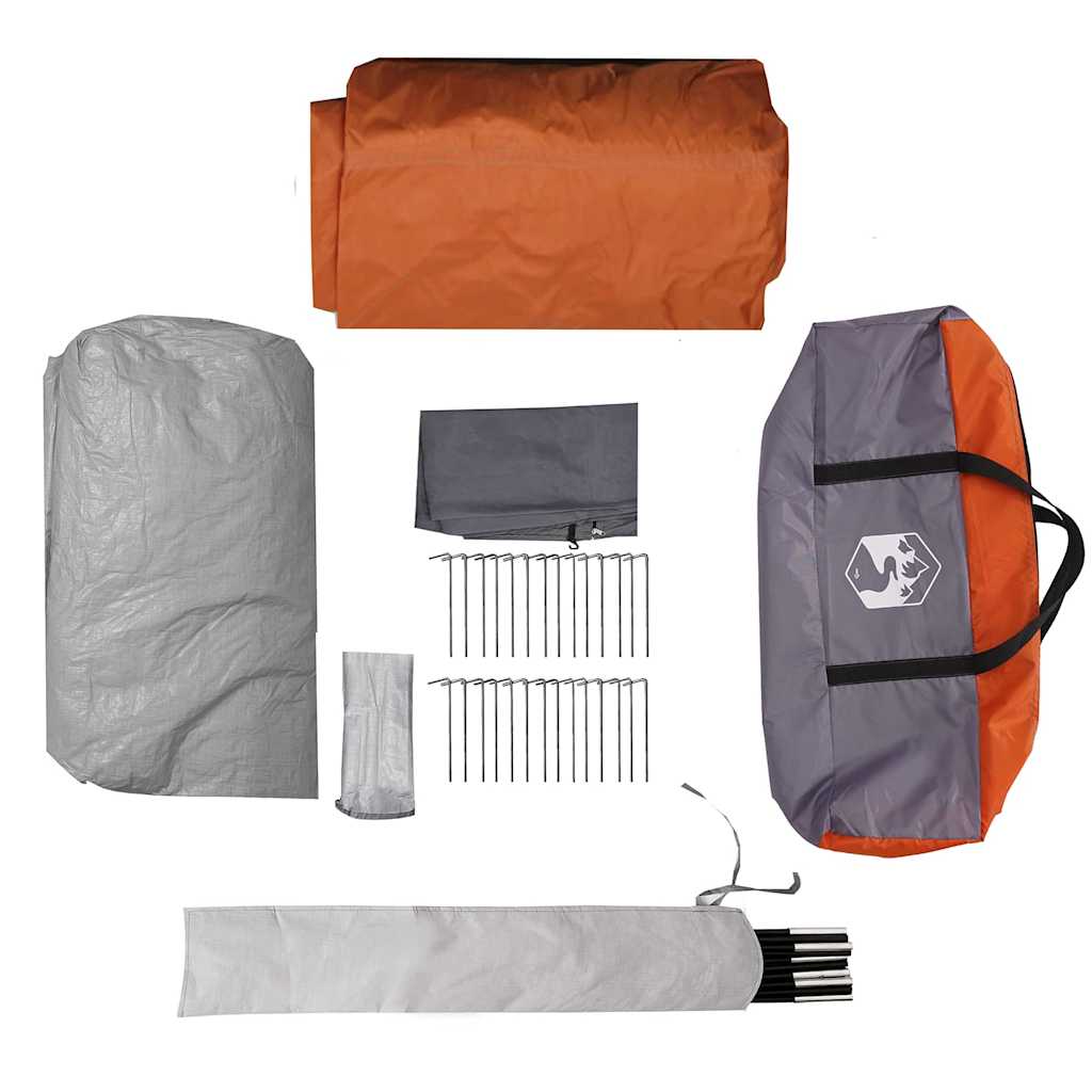 Tunnel Tent 6-Person Grey and Orange 890 x 470 x 220 cm