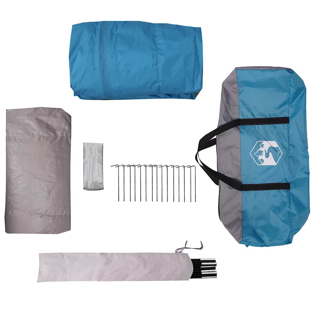 Cabin Tent 12-Person with Roof Blue and Grey 500 x 500 x 294 cm