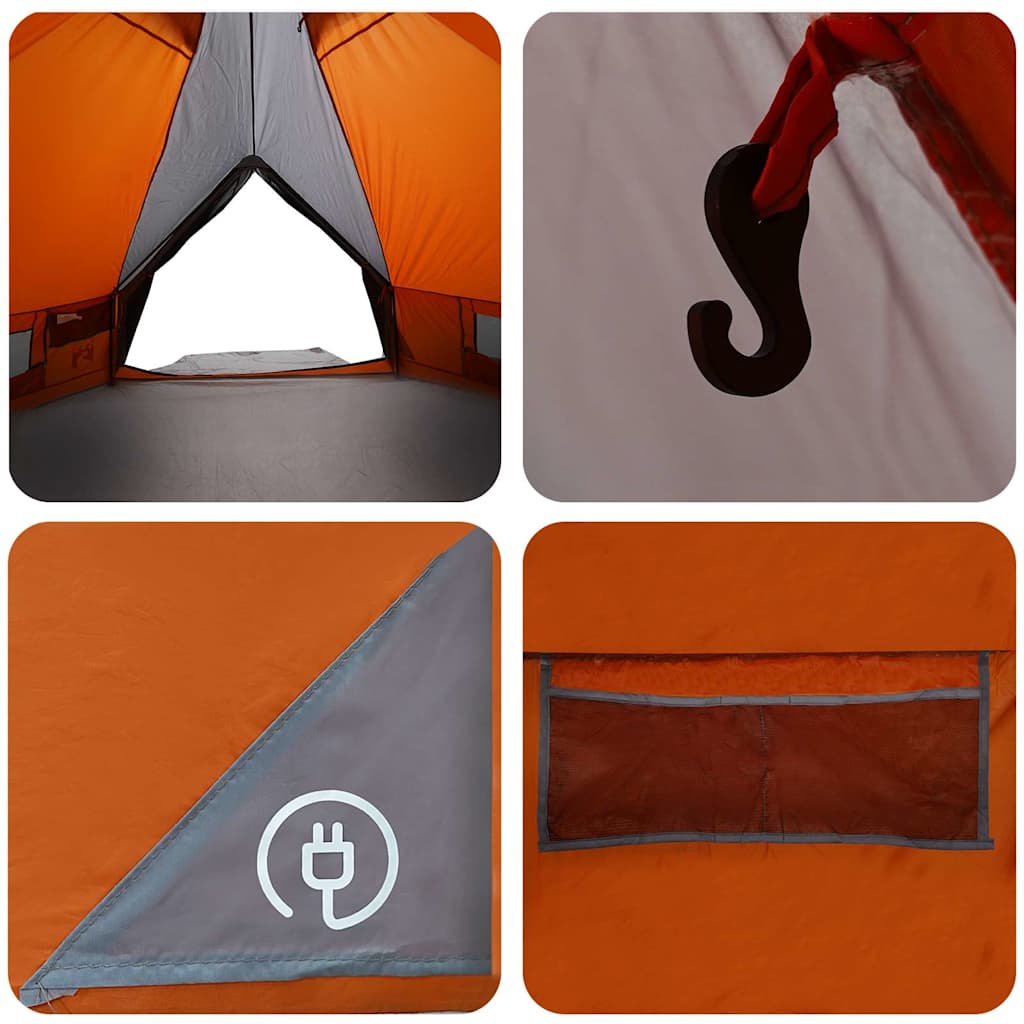 Teepee Tent 6-Person 6-Person Grey and Orange