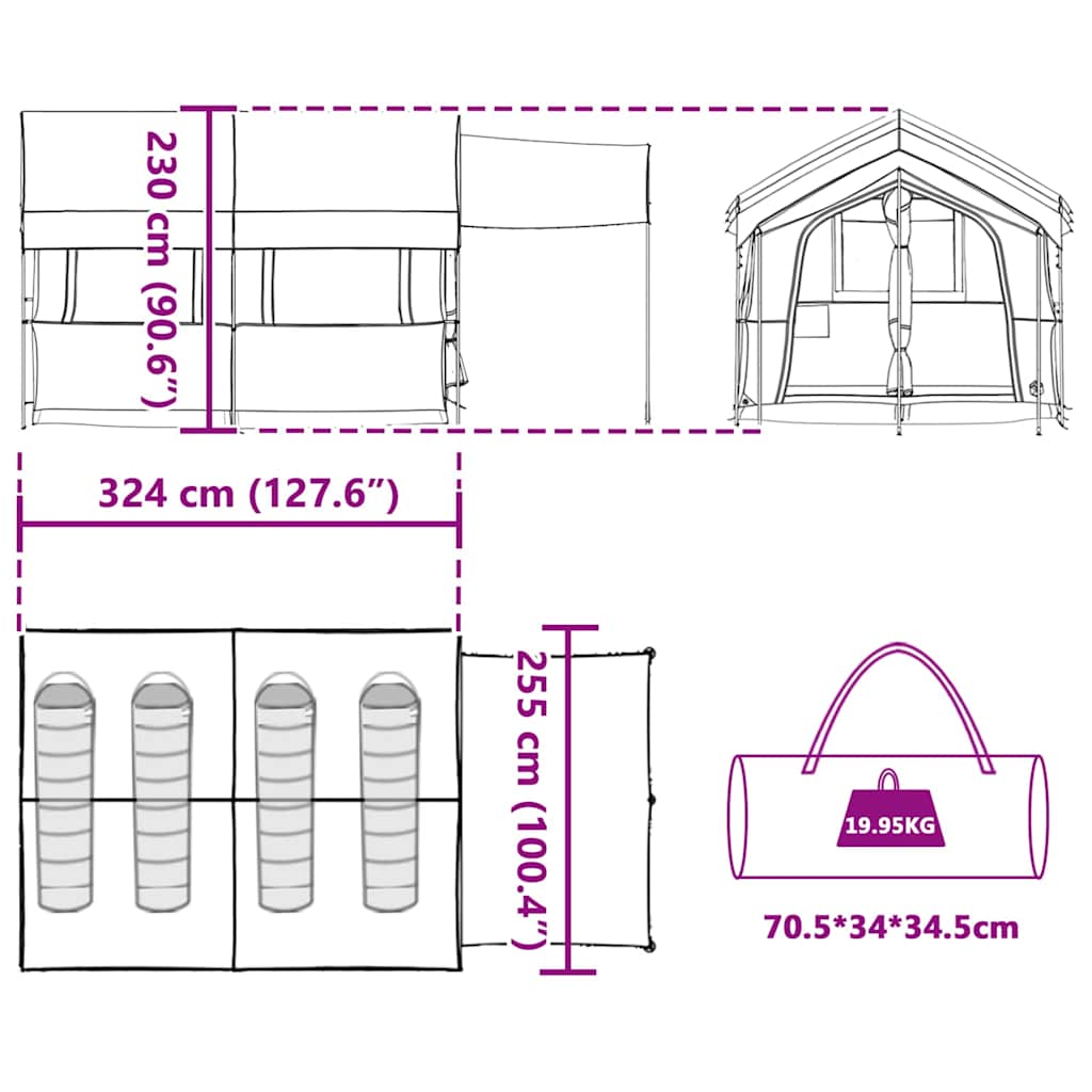 Family Tent 4-Person 4-Person Green and White