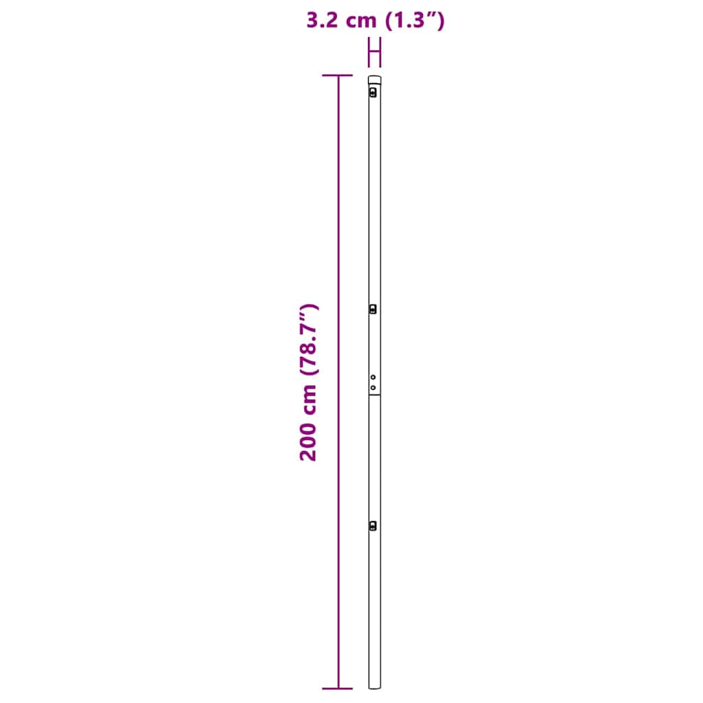 Embedded Fence Post 7 pcs Grey Powder-Coated Steel