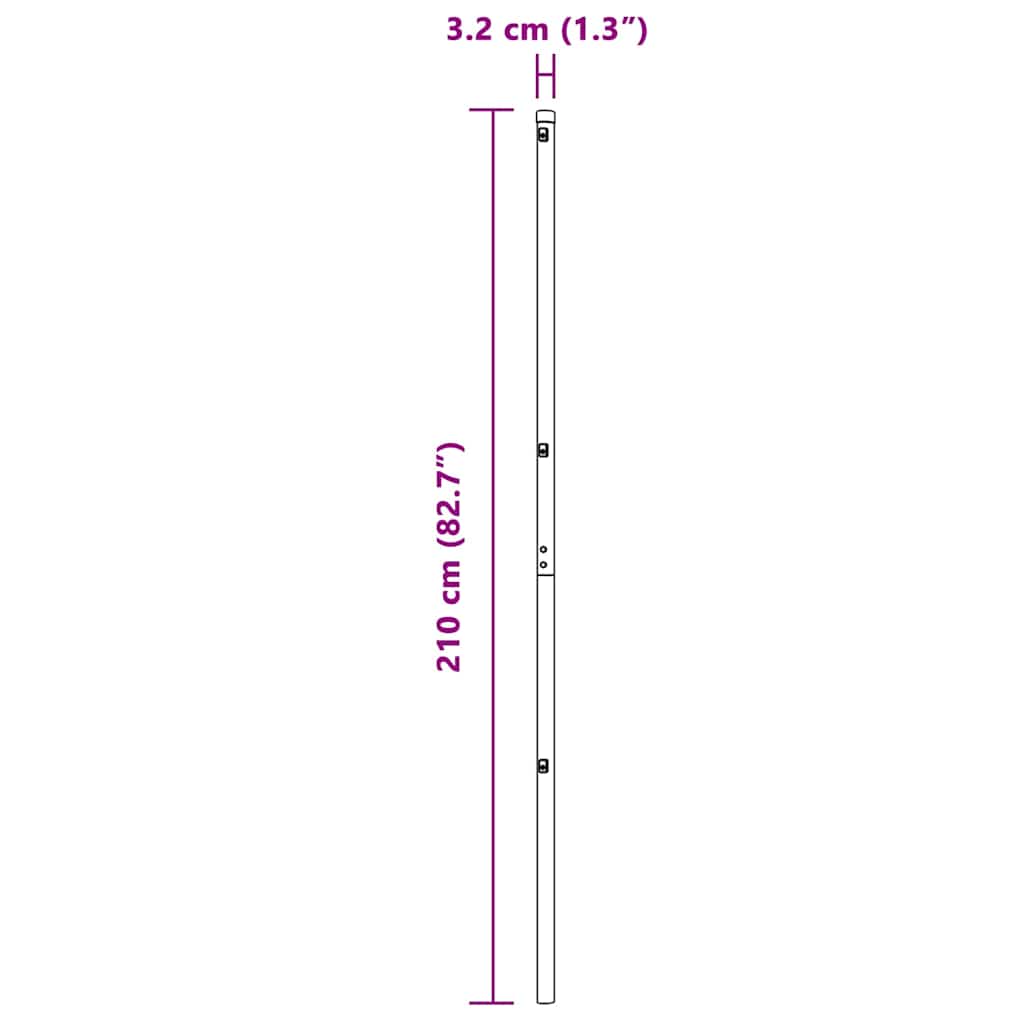 Embedded Fence Post 13 pcs Grey Powder-Coated Steel