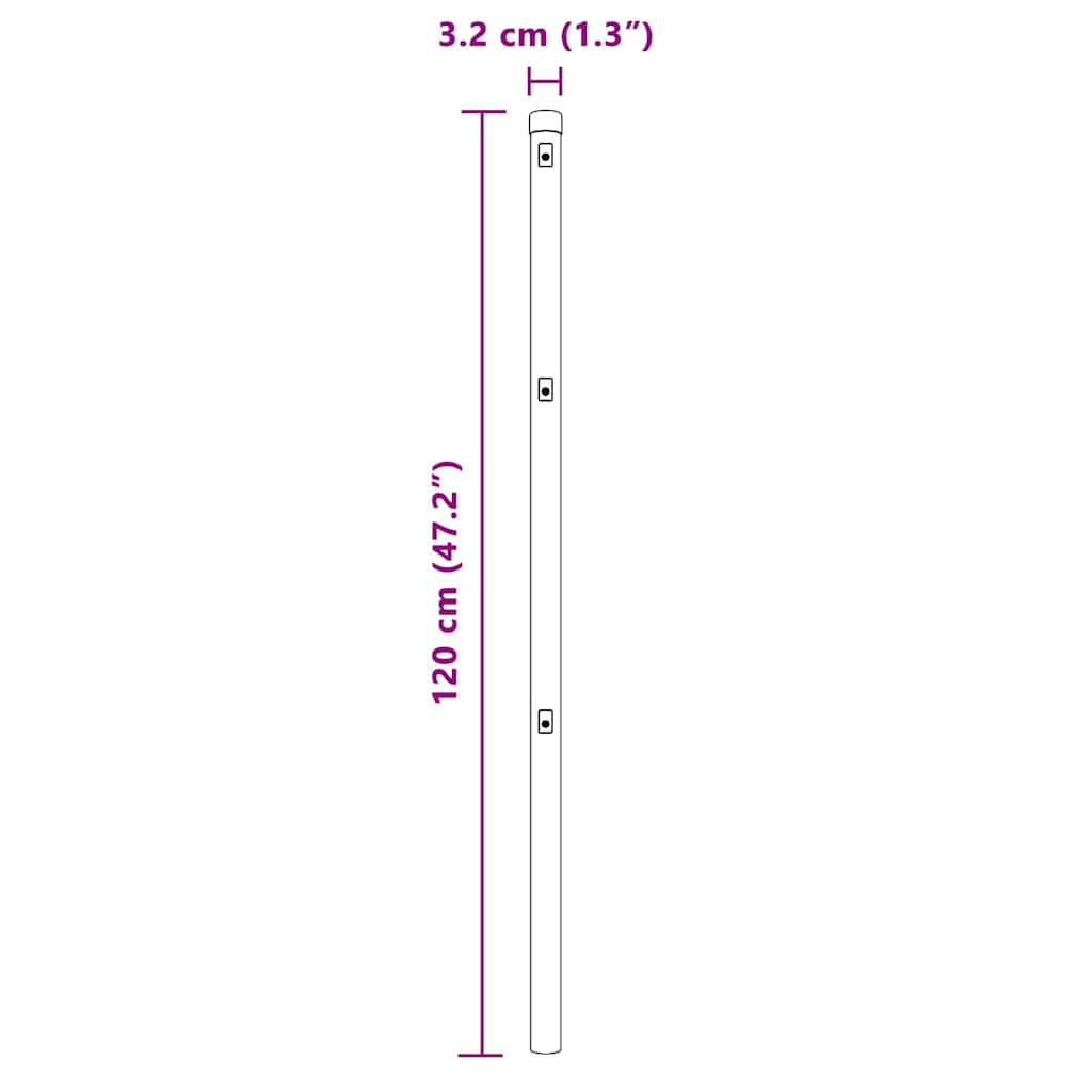 Embedded Fence Post 7 pcs Silver Powder-Coated Steel