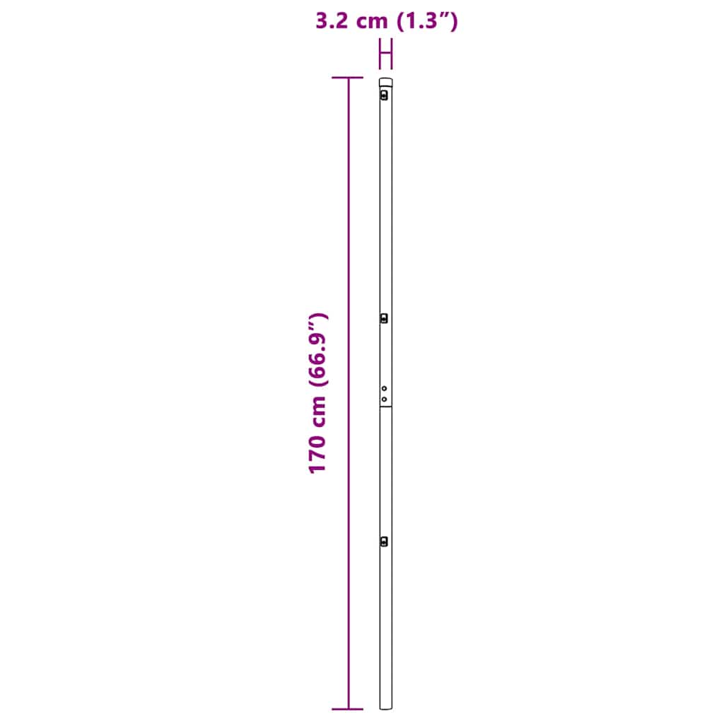 Embedded Fence Post 13 pcs Silver Powder-Coated Steel