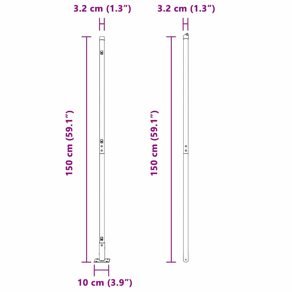 Fence Post with Concrete Base 13 pcs Green Powder-Coated Steel