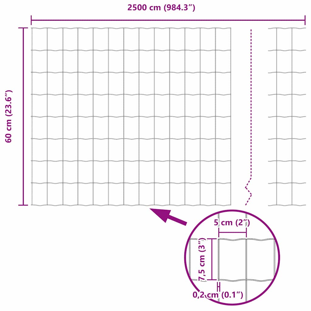 Euro Fence 0.6 x 25 m PVC-coated iron