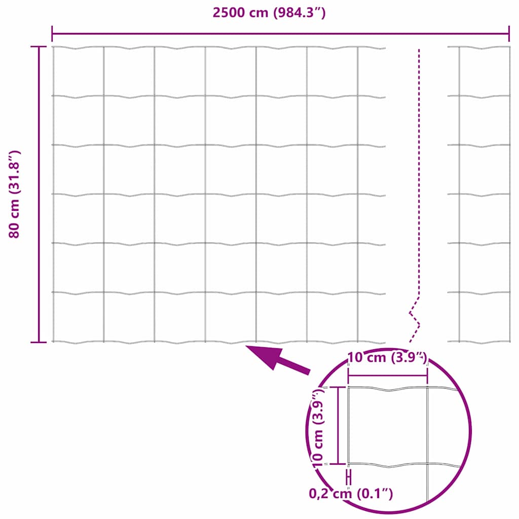 Euro Fence 0.8 x 25 m PVC-coated iron