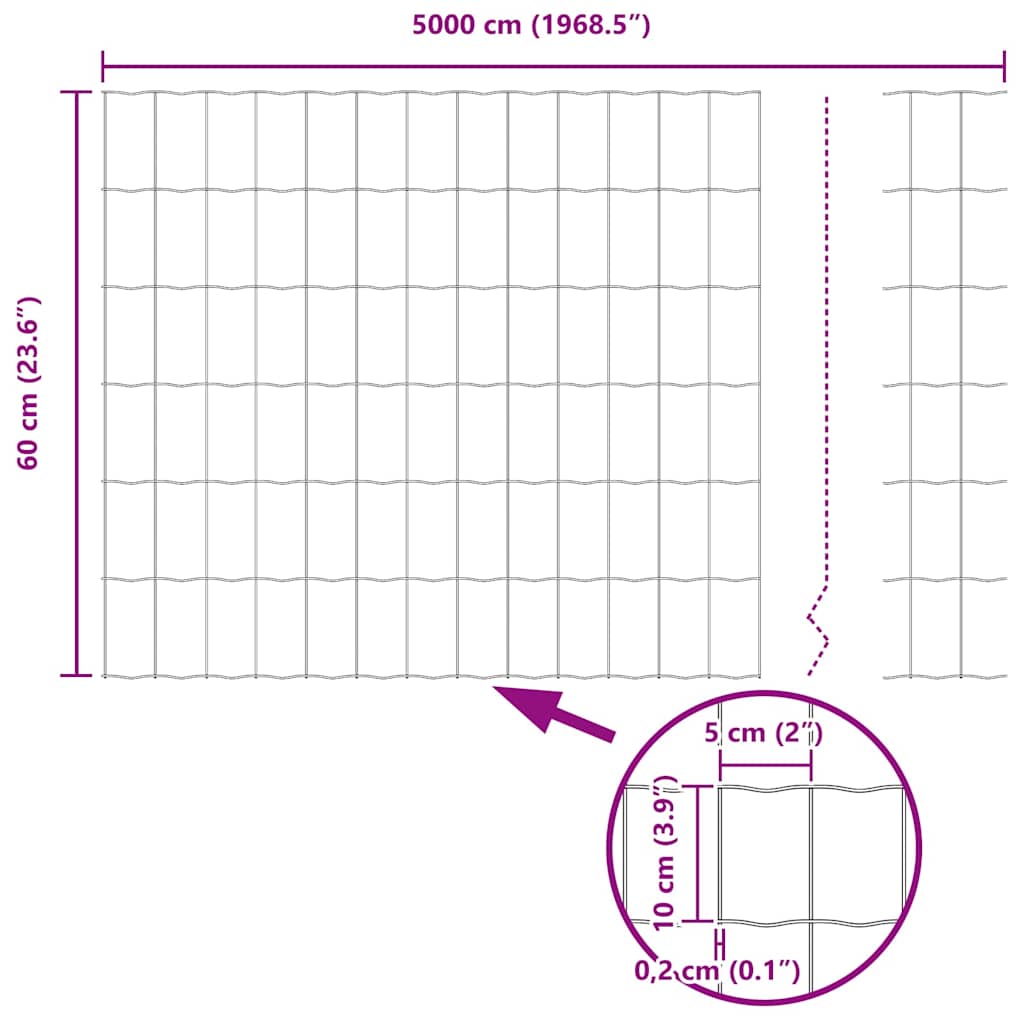 Euro Fence 0.6 x 50 m PVC-coated iron