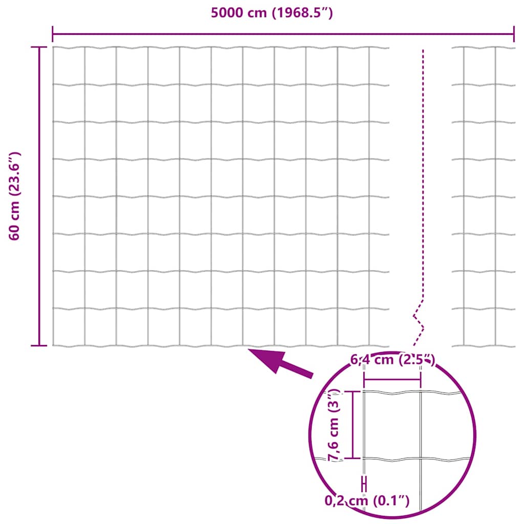 Euro Fence 0.6 x 50 m PVC-coated iron