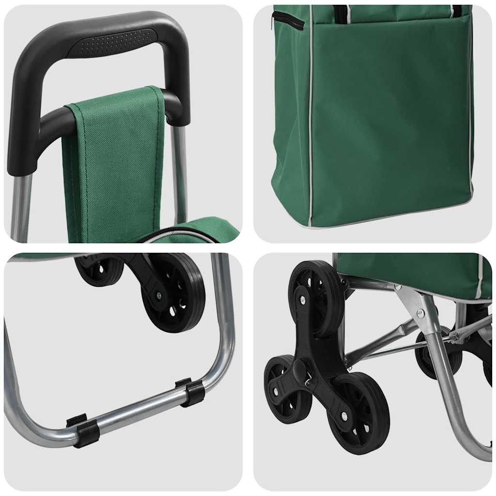 Shopping Trolley Folding Green 39.5 x 33 x 93 cm Oxford fabric