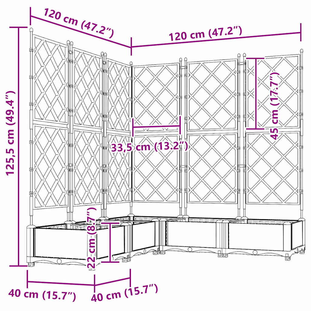 Garden Planter 5 pcs Brown 120 x 120 x 125.5 cm PP