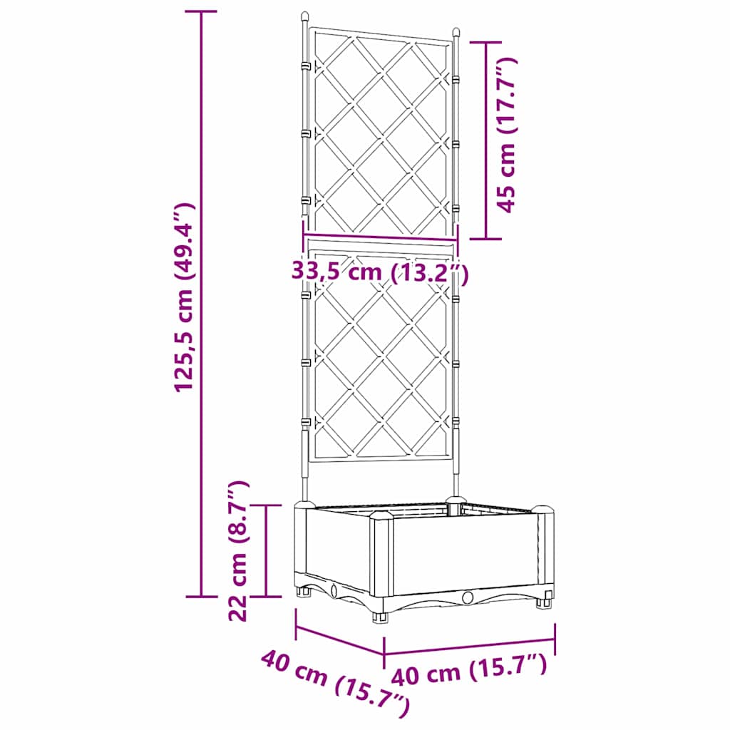Garden Planter Black 40 x 40 x 125.5 cm PP