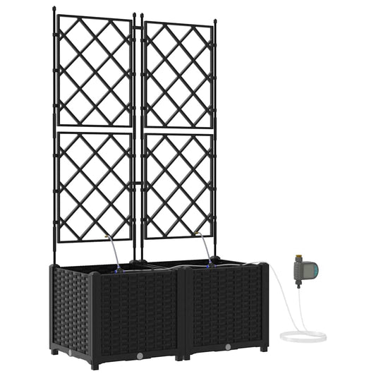Garden Planter 2 pcs Black 80 x 40 x 142 cm PP
