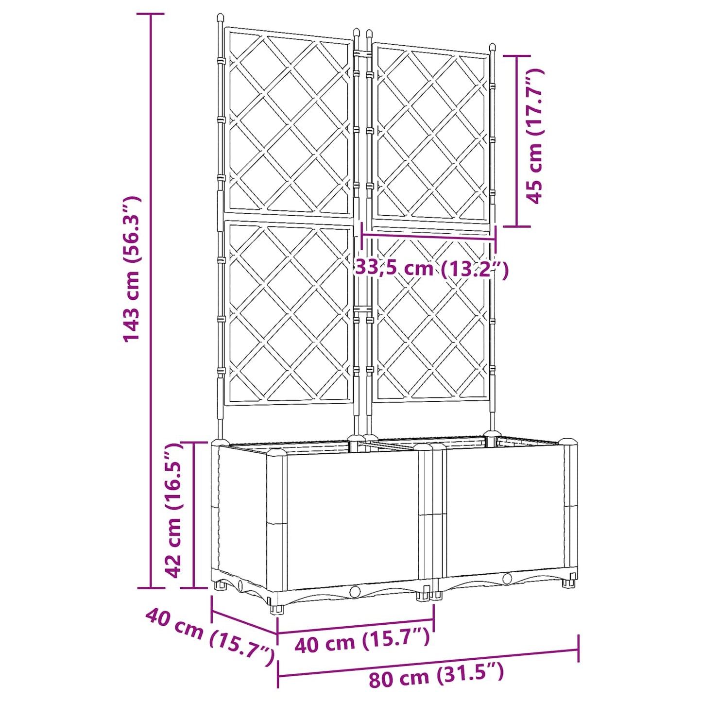 Garden Planter 2 pcs Grey 80 x 40 x 143 cm PP